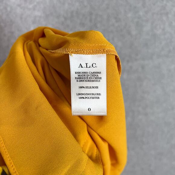 A.L.C. Yellow Floral Jen Silk Long Sleeve Mini Dress Size 0 - Picture 9 of 9